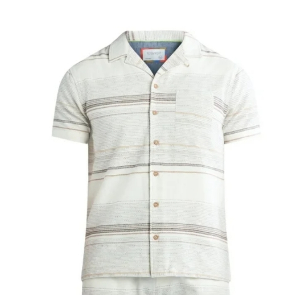 Fly By Night Tour Striped Short Sleeve Button Up Shirt Size 2XL